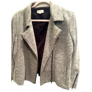 Loft Moto Jacket Cozy Soft Outerwear Classic Neutral Layer Capsule Petite Large